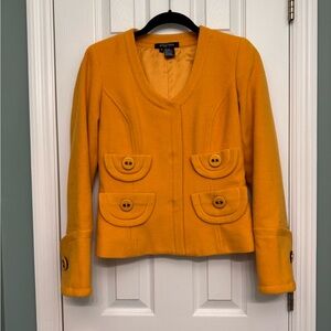 Etcetera Gold Wool Blazer Short Blazer Mustard Hidden Buttons Accent Pockets